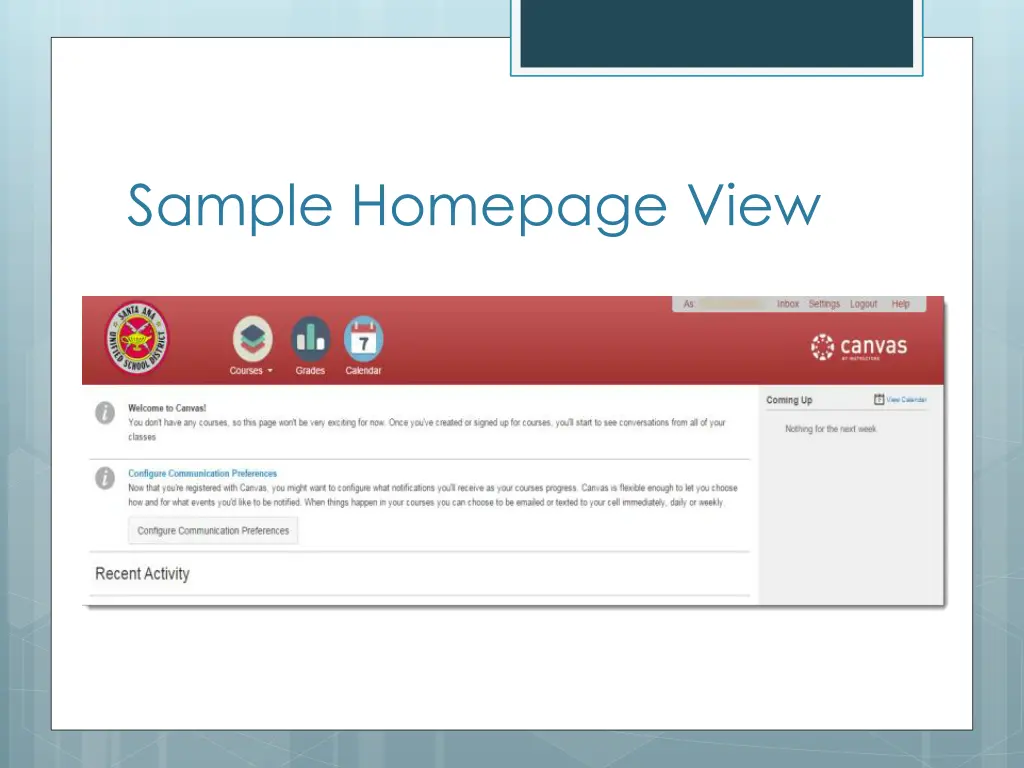 sample homepage view
