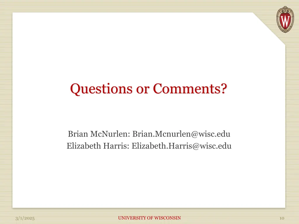 questions or comments