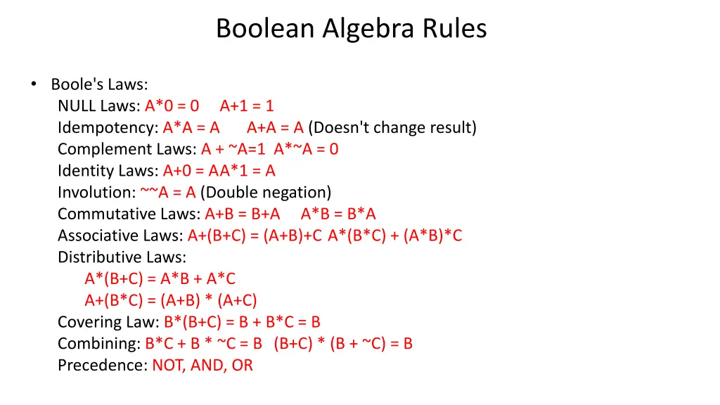 boolean algebra rules