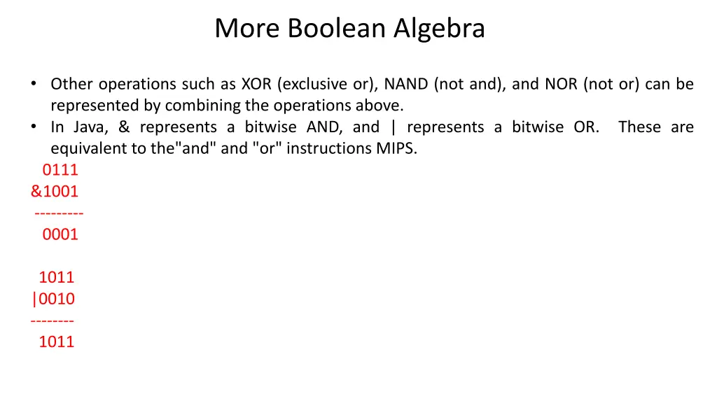 more boolean algebra