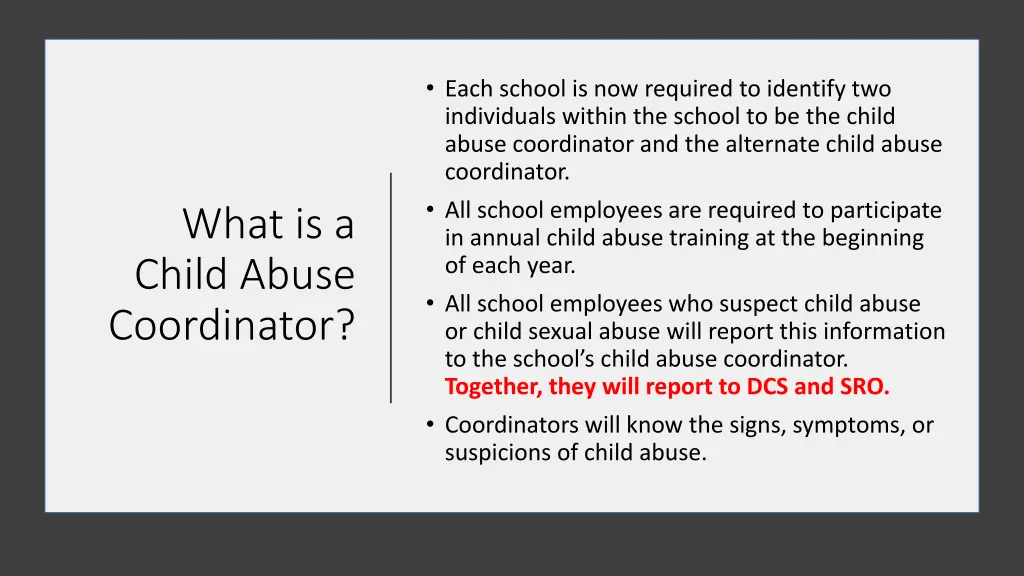 each school is now required to identify