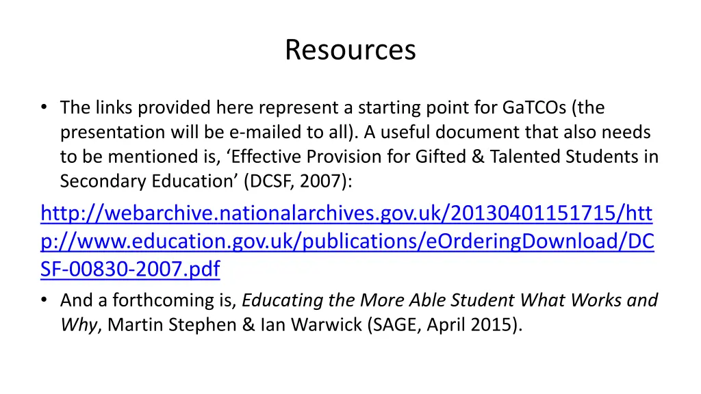 resources