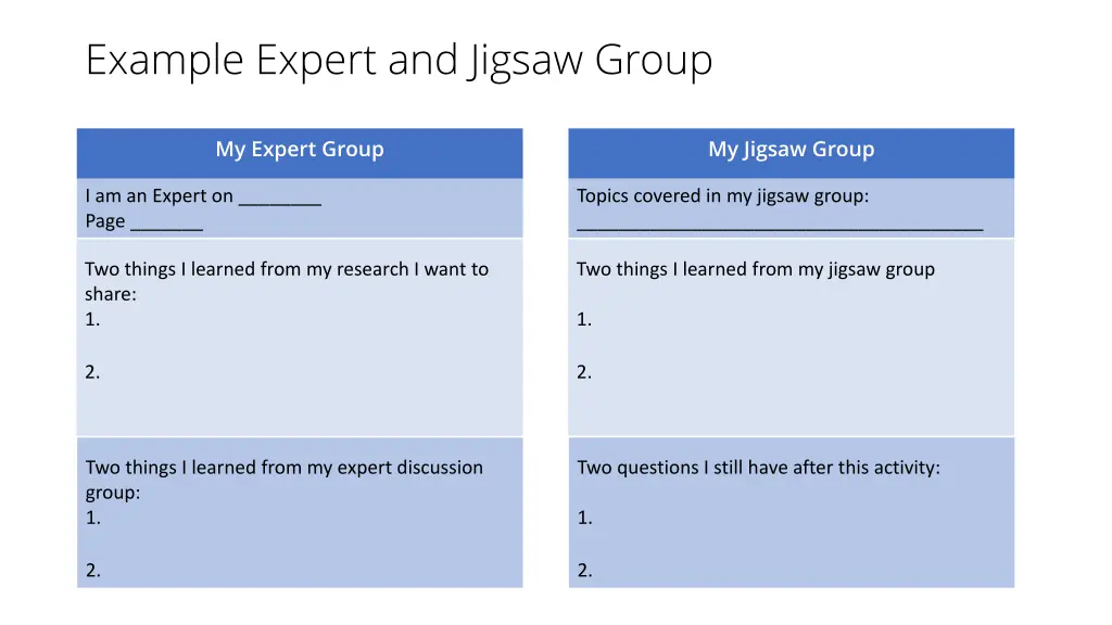 example expert and jigsaw group