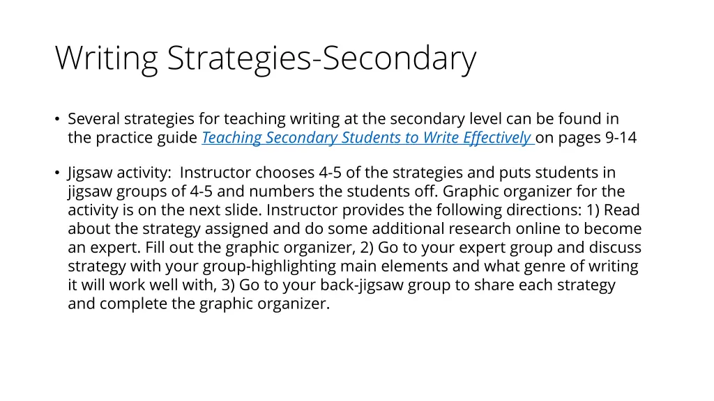 writing strategies secondary