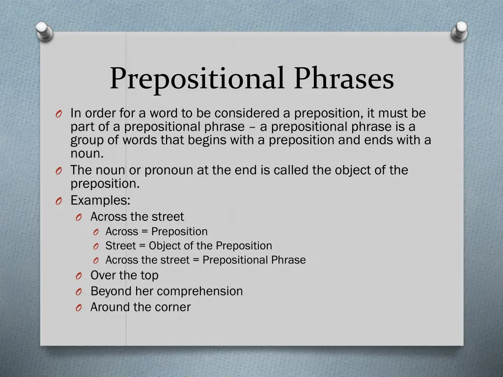 prepositional phrases