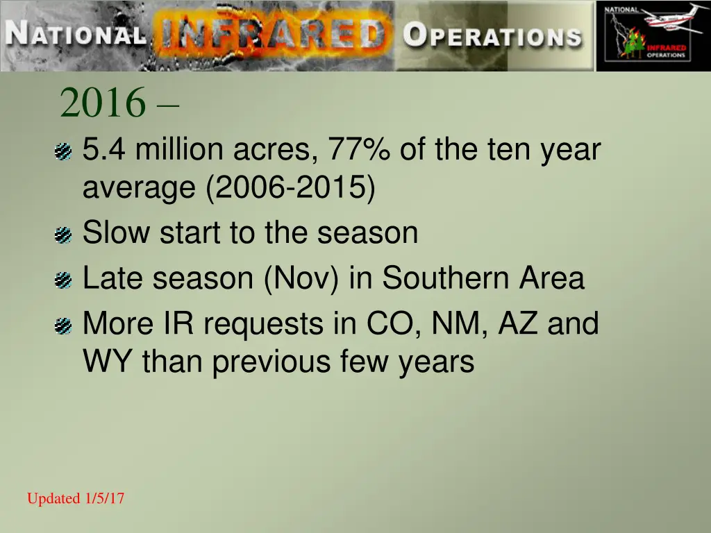 2016 5 4 million acres 77 of the ten year average
