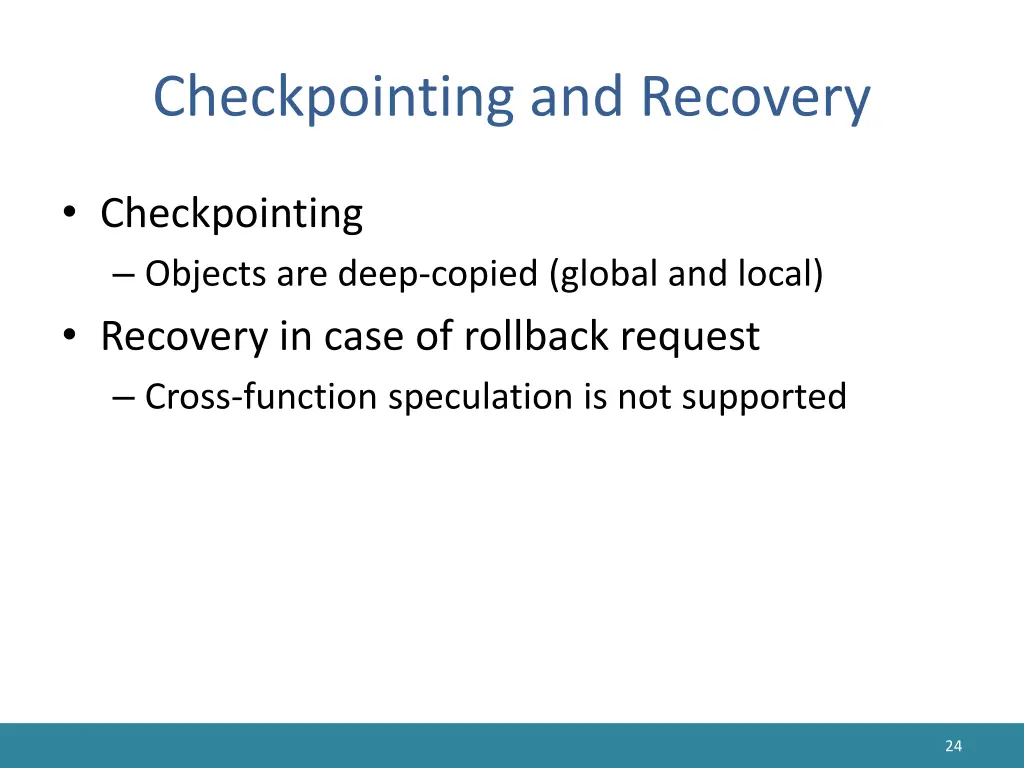 checkpointing and recovery