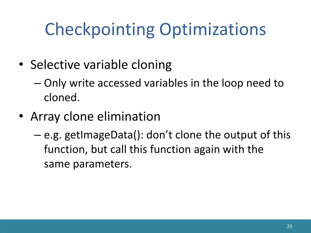 checkpointing optimizations