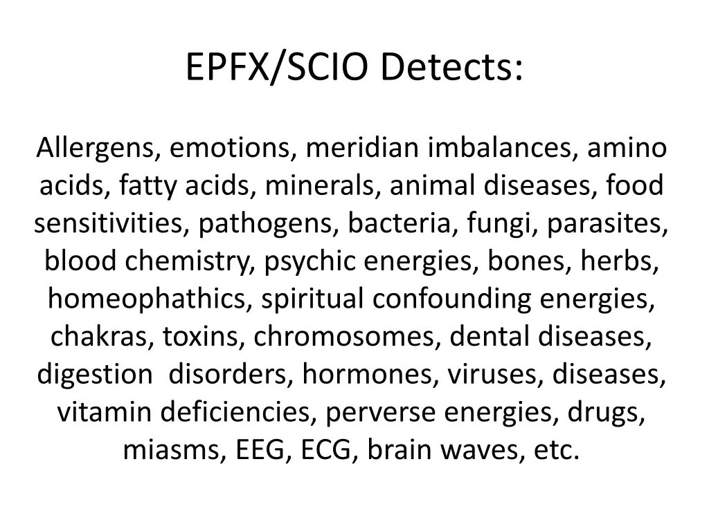 epfx scio detects