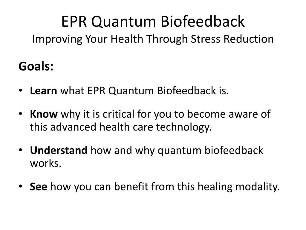 epr quantum biofeedback improving your health