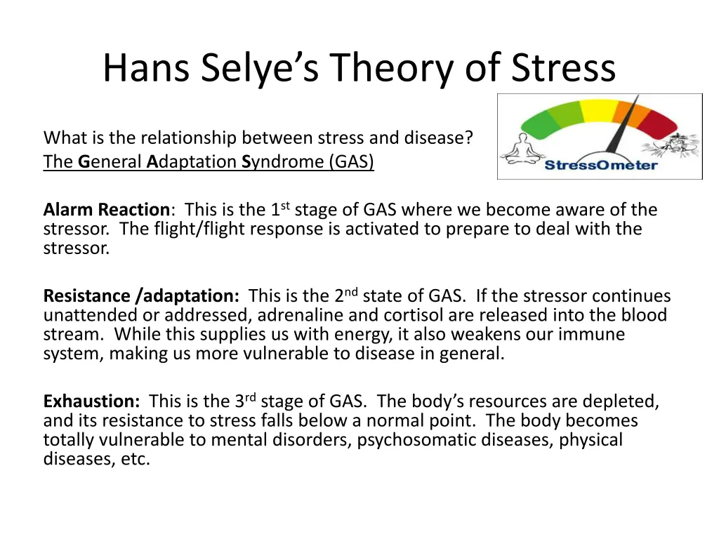 hans selye s theory of stress