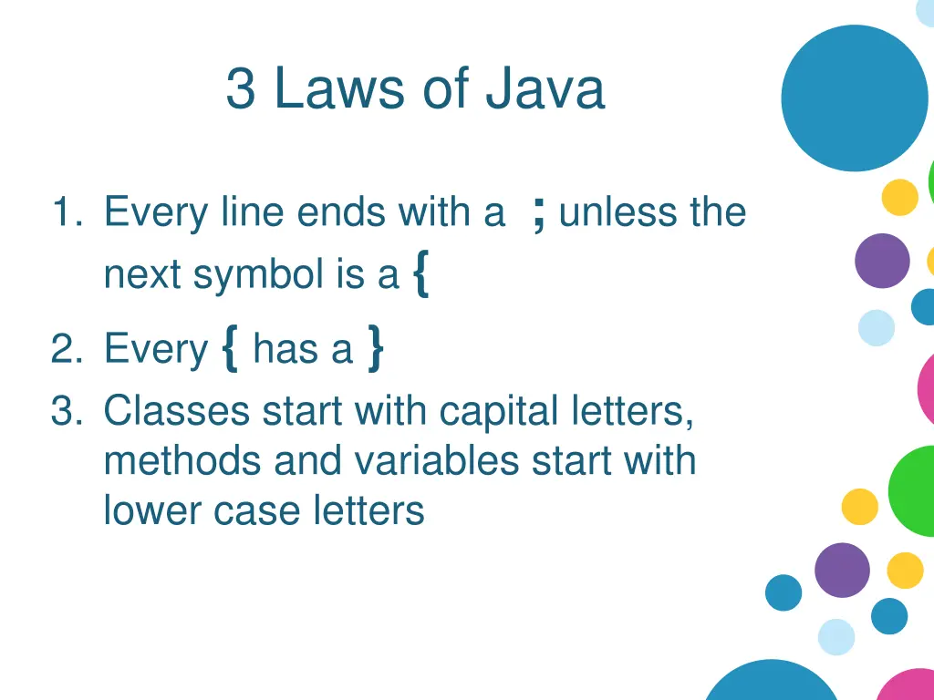 3 laws of java