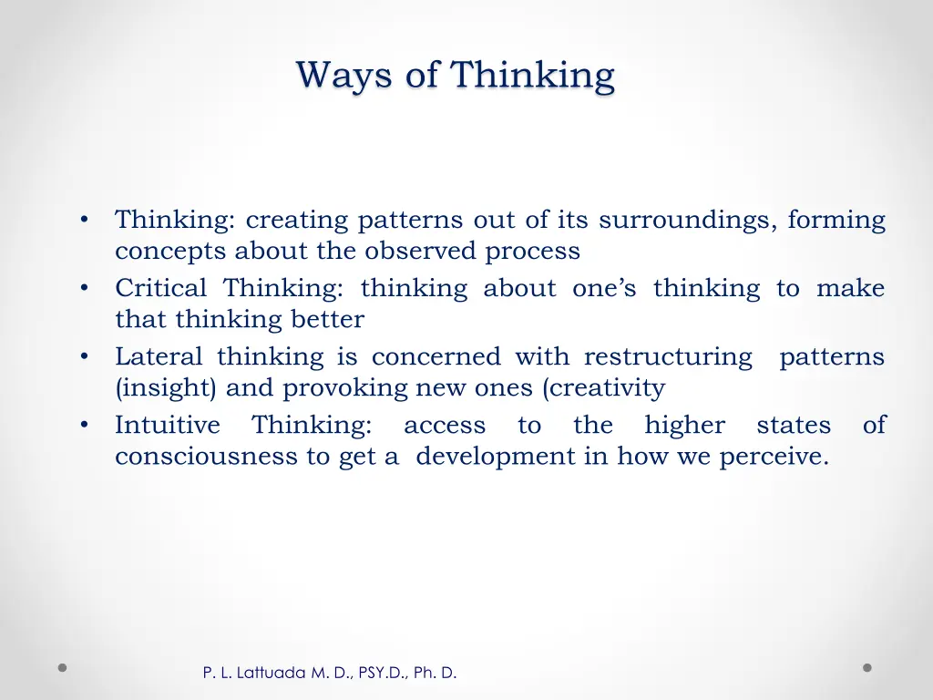 ways of thinking