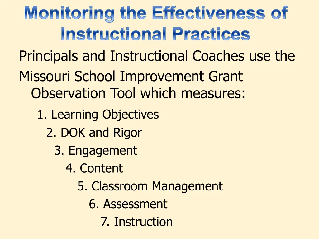 monitoring the effectiveness of instructional