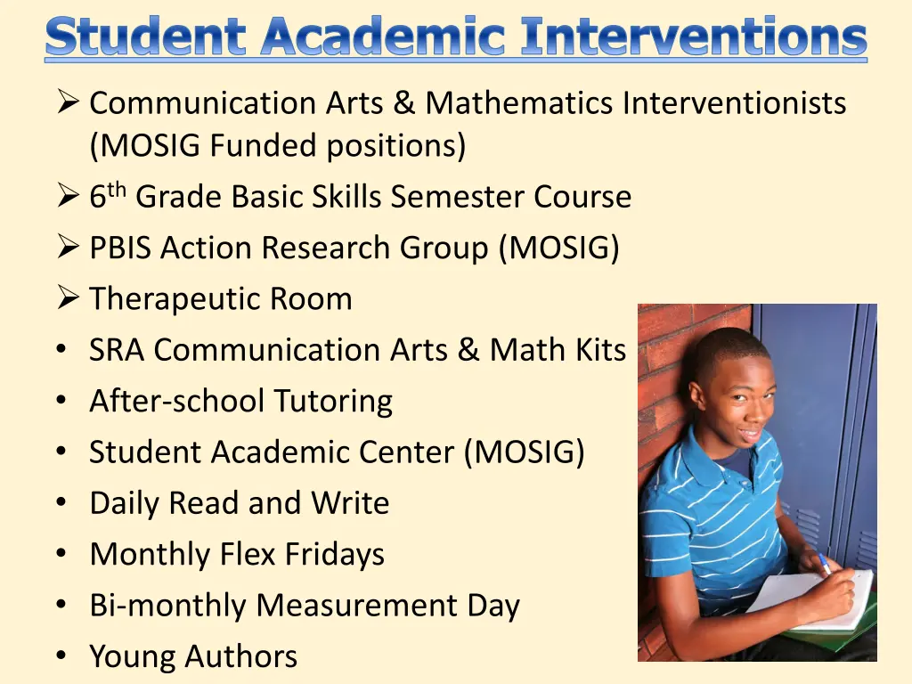 student academic interventions
