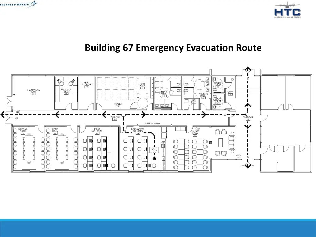 building 67 emergency evacuation route