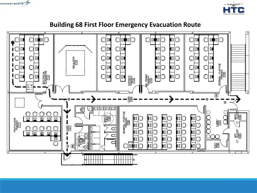 building 68 first floor emergency evacuation route