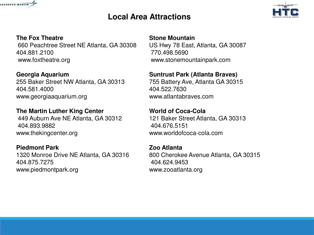 local area attractions