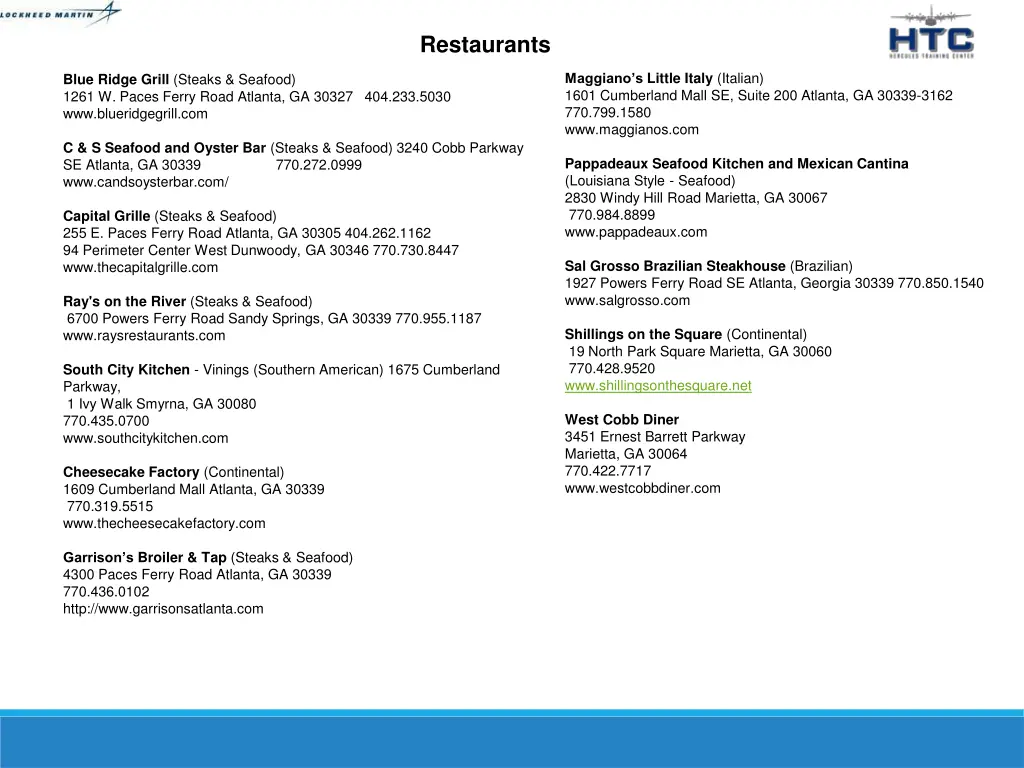 restaurants
