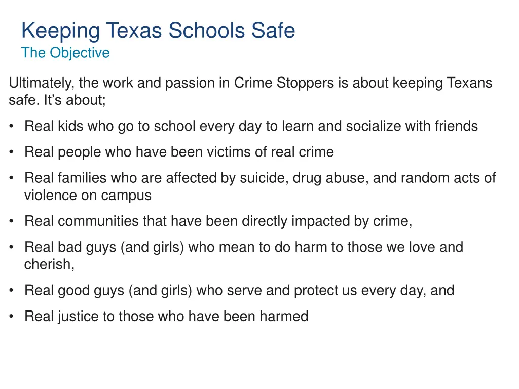keeping texas schools safe the objective