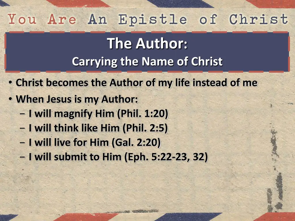 the author carrying the name of christ