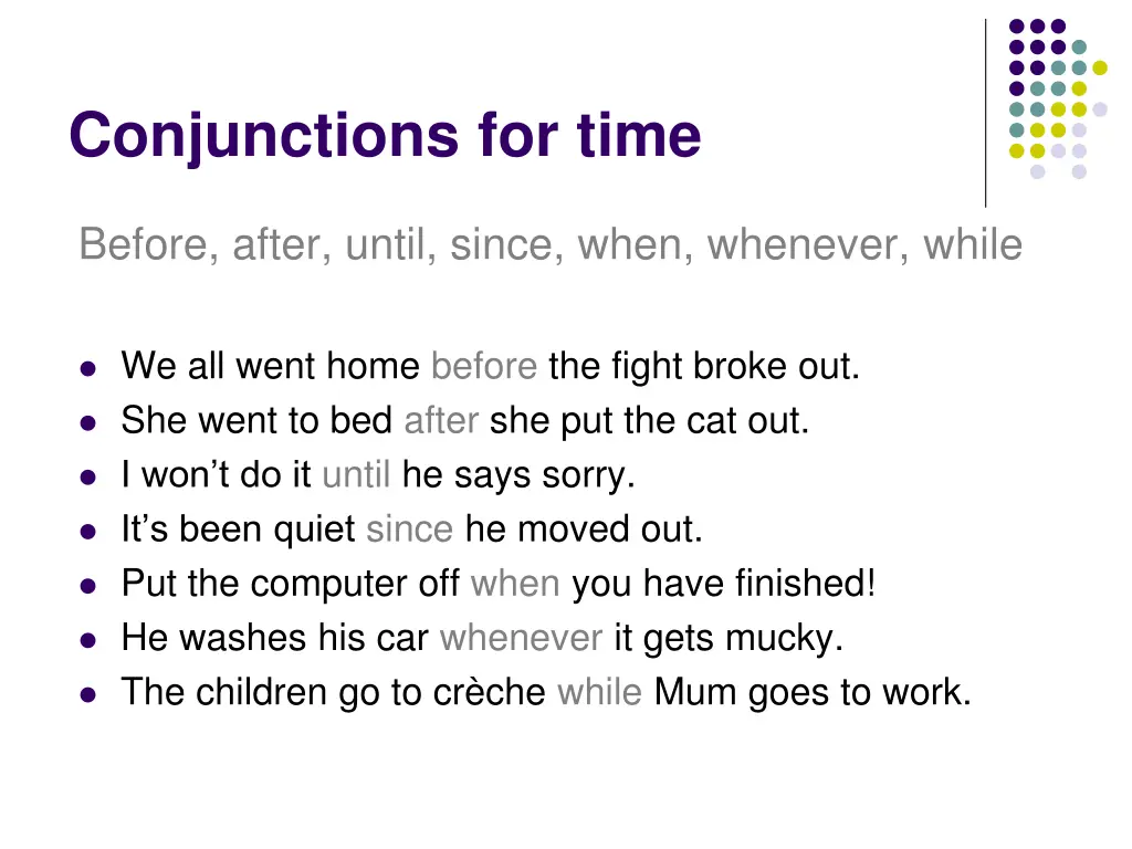 conjunctions for time