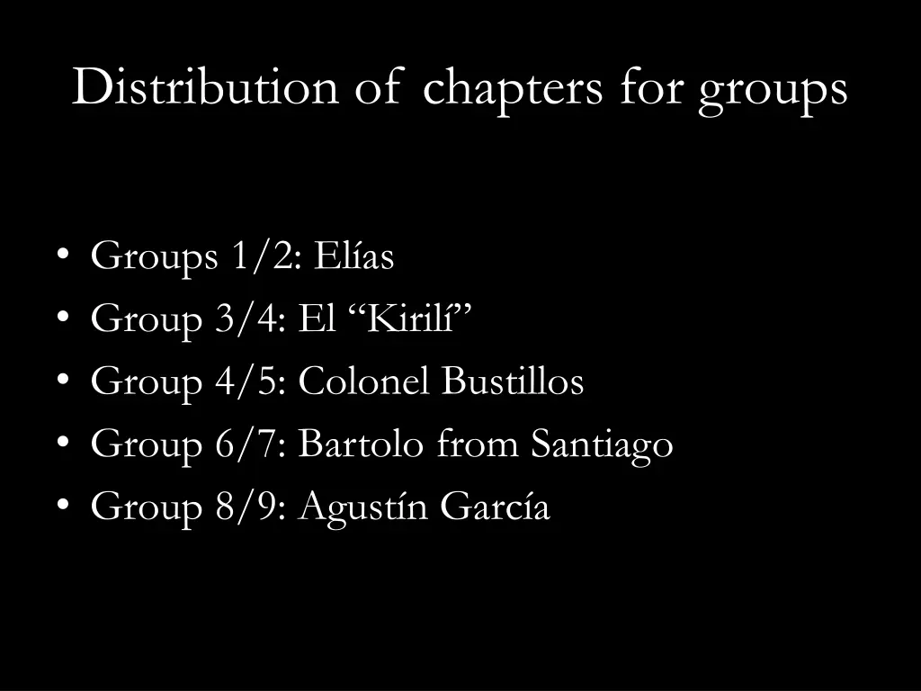 distribution of chapters for groups