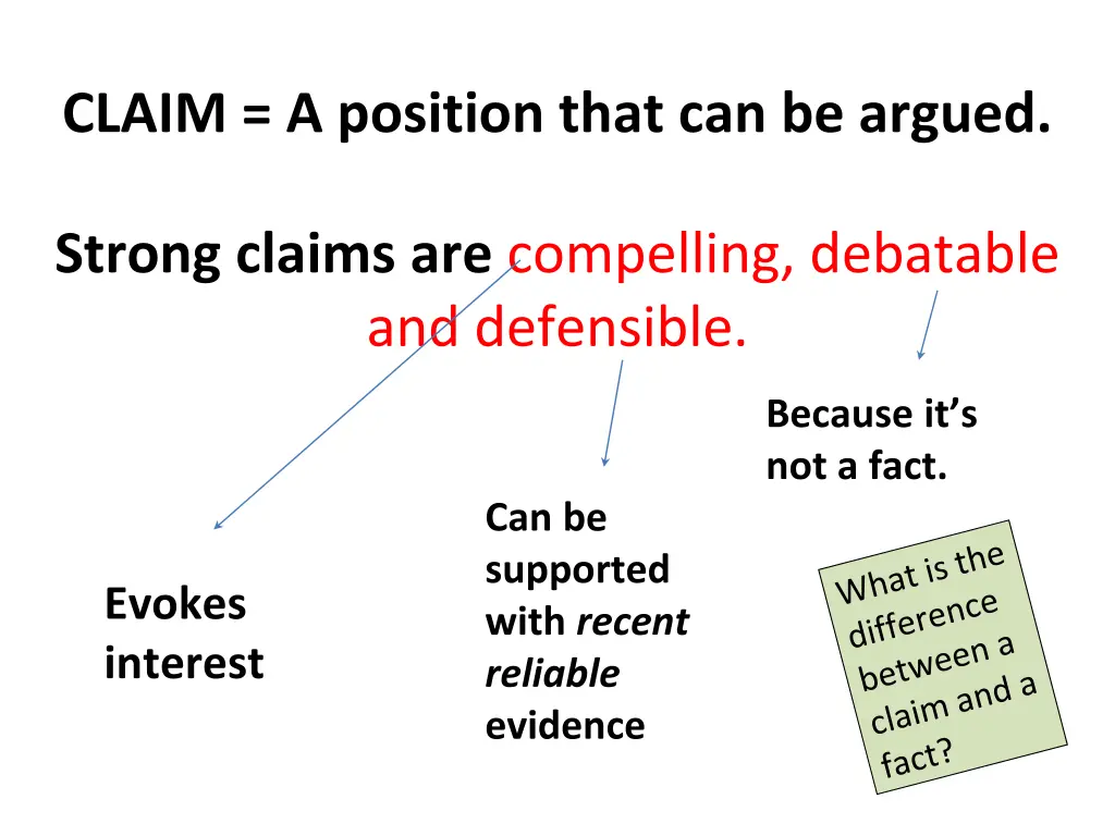 claim a position that can be argued