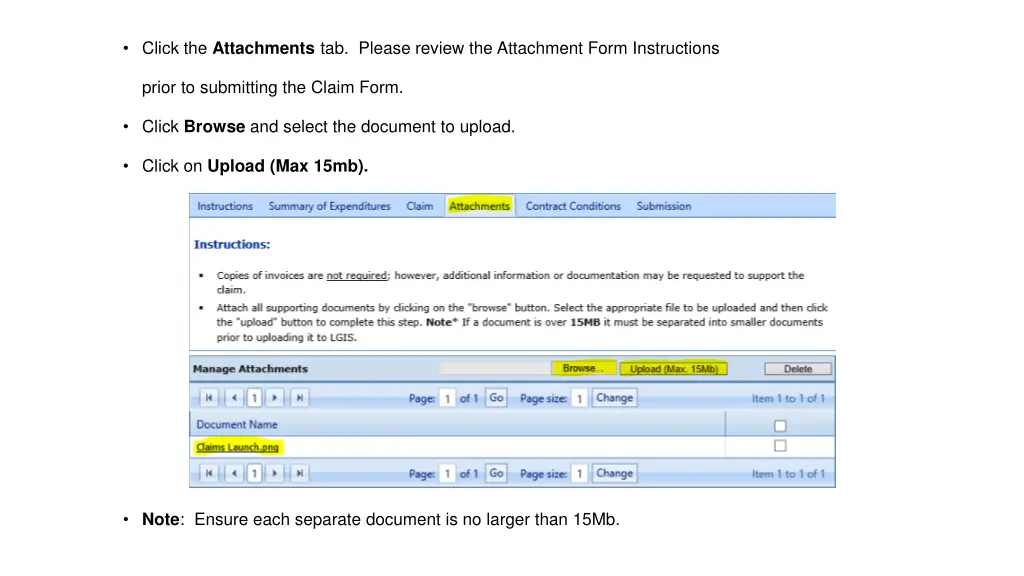 click the attachments tab please review