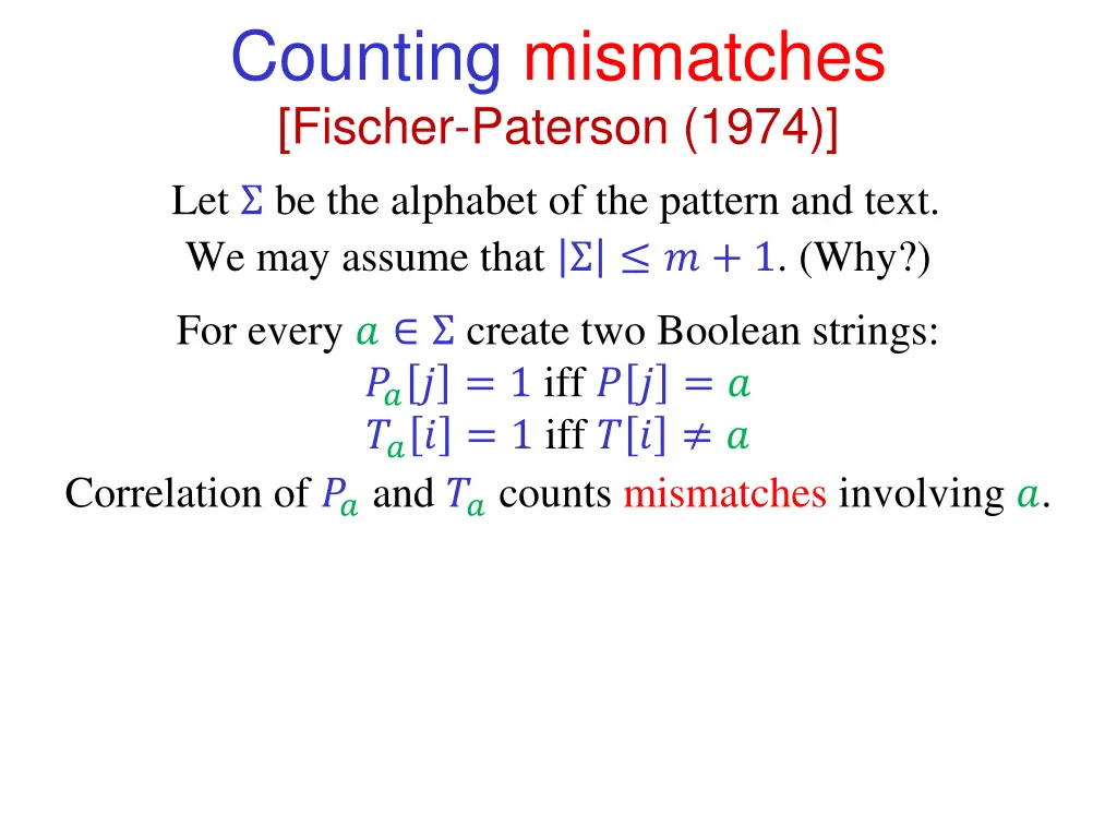 counting mismatches fischer paterson 1974
