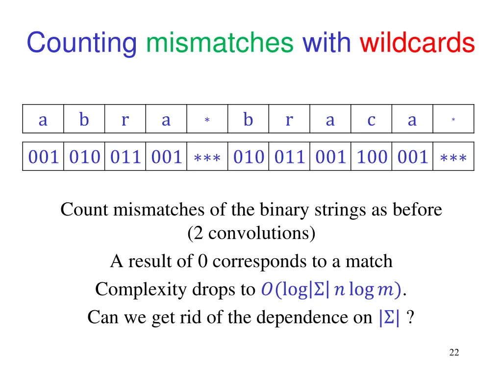 counting mismatches with wildcards 2