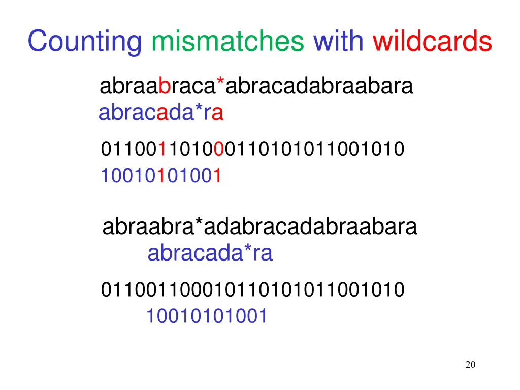 counting mismatches with wildcards