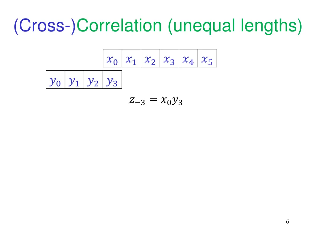 cross correlation unequal lengths