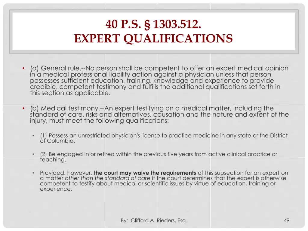 40 p s 1303 512 expert qualifications