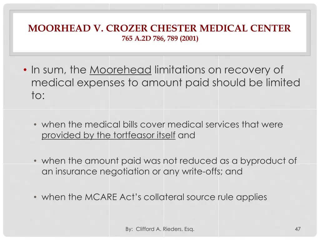 moorhead v crozer chester medical center 9