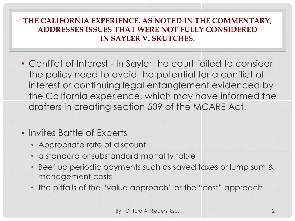 the california experience as noted