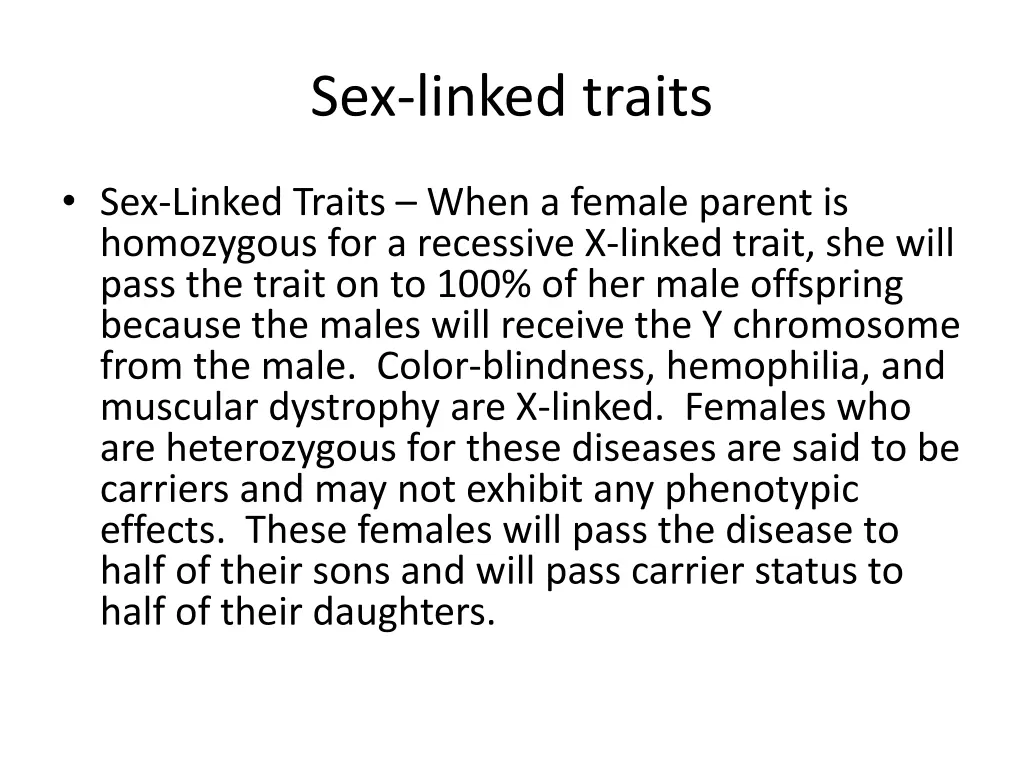sex linked traits