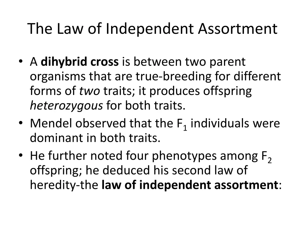 the law of independent assortment