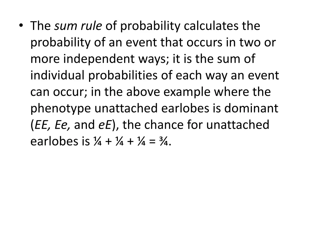 the sum rule of probability calculates
