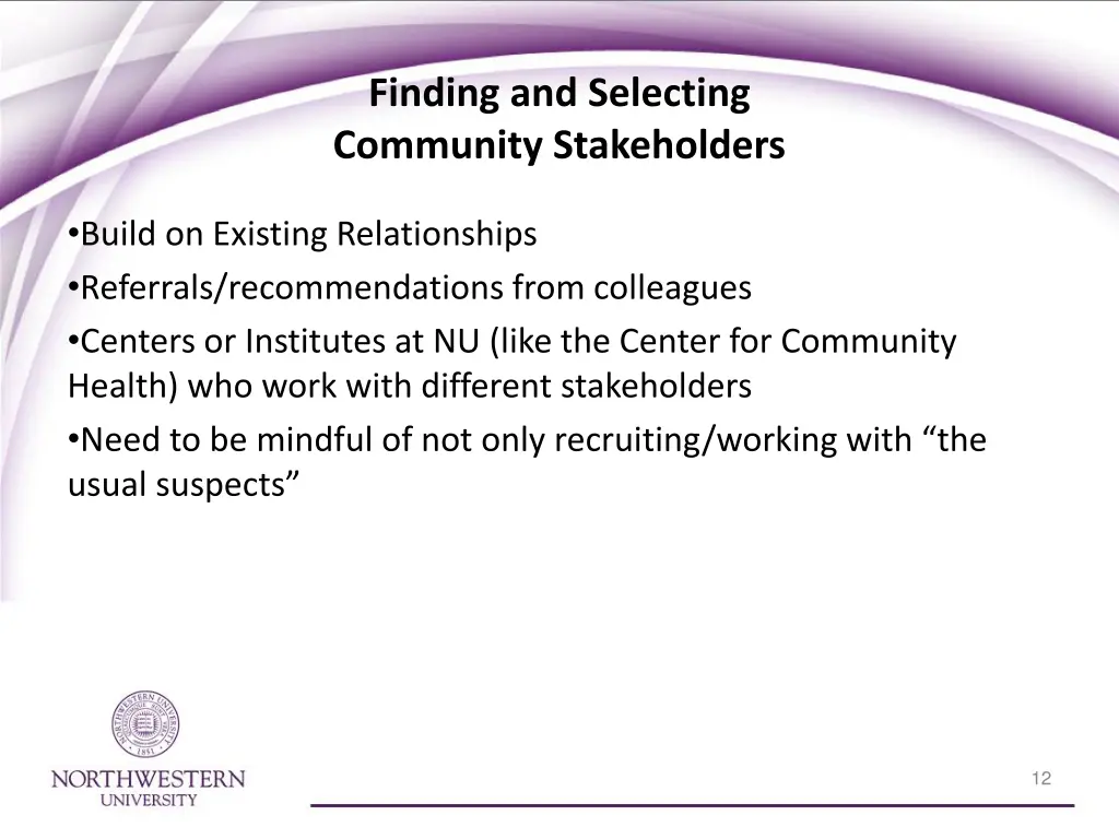 finding and selecting community stakeholders