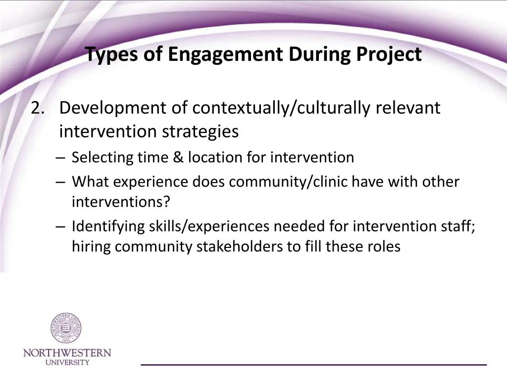types of engagement during project 1