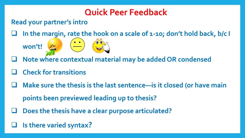 quick peer feedback