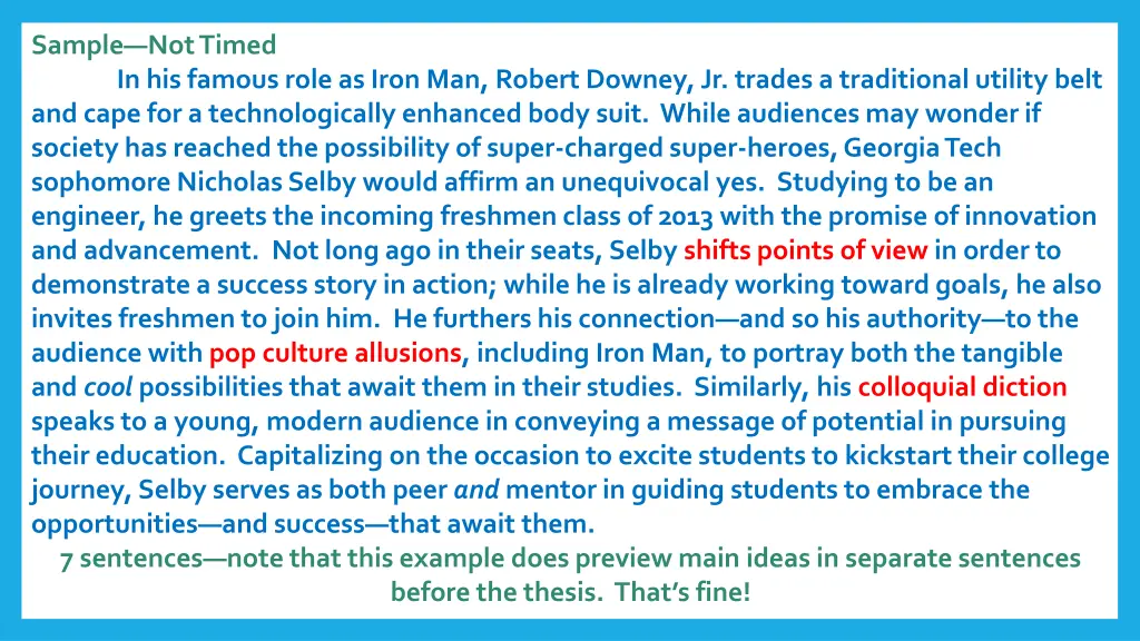 sample not timed in his famous role as iron