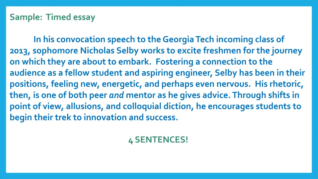 sample timed essay in his convocation speech