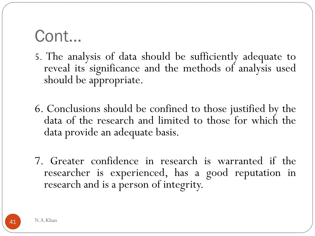 cont 5 the analysis of data should