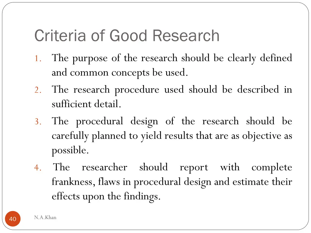 criteria of good research