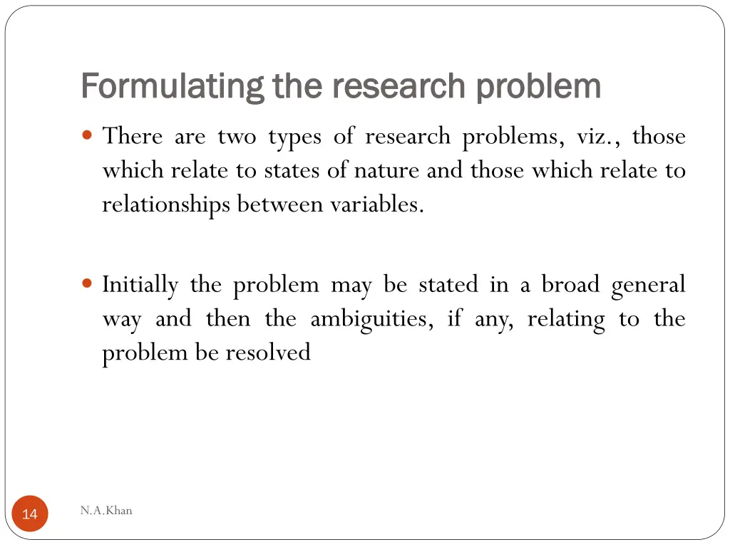 formulating the research problem formulating