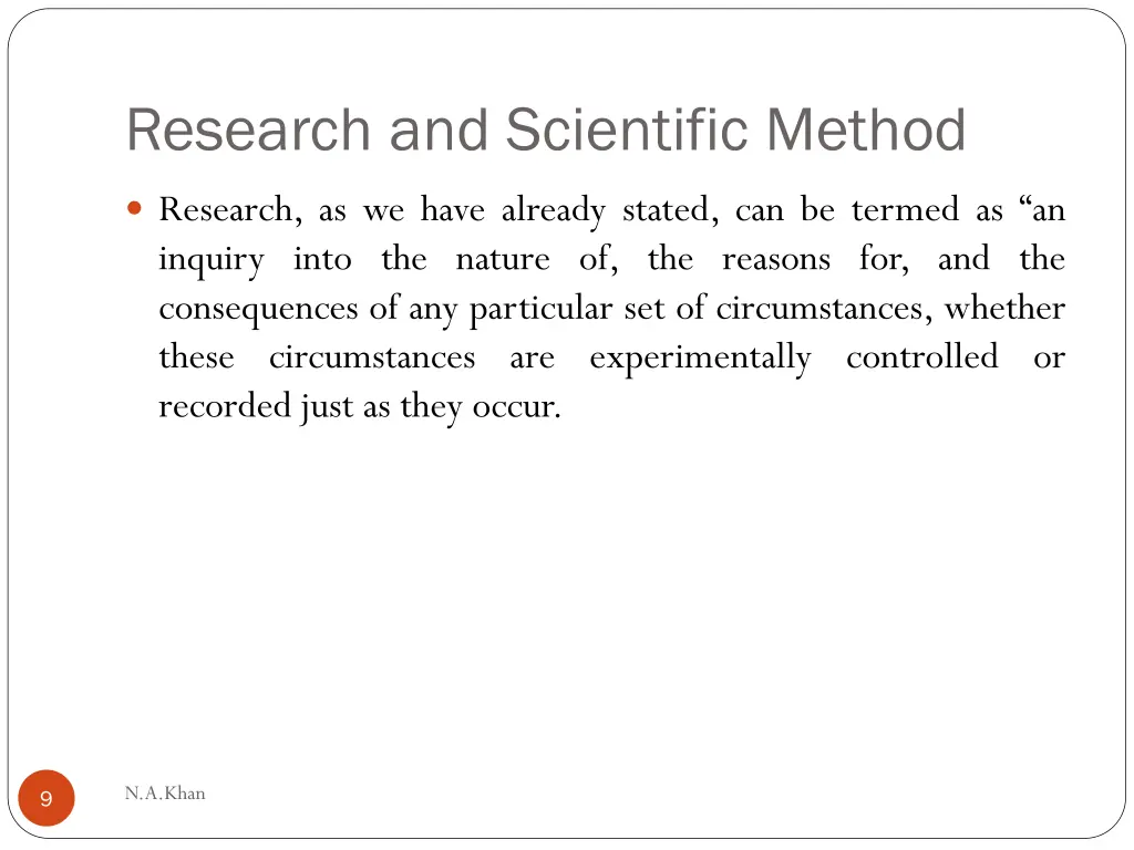 research and scientific method