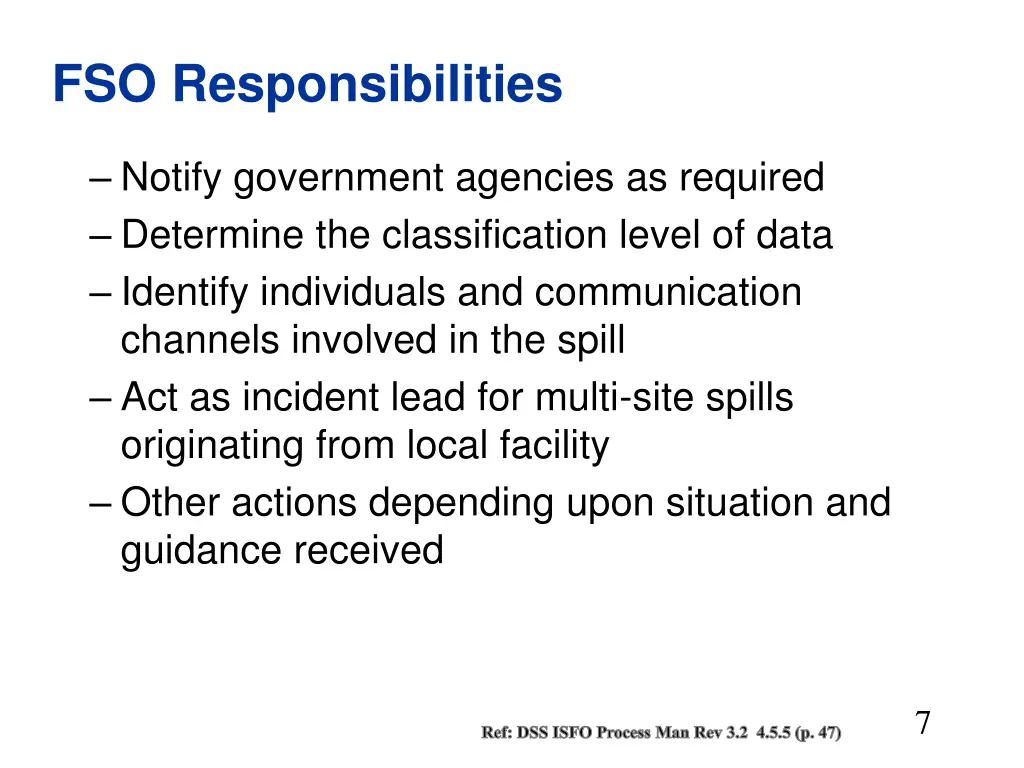 fso responsibilities