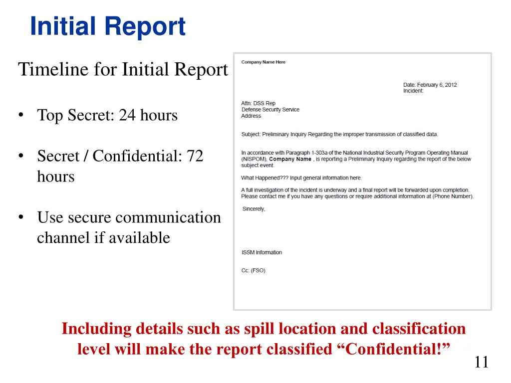 initial report